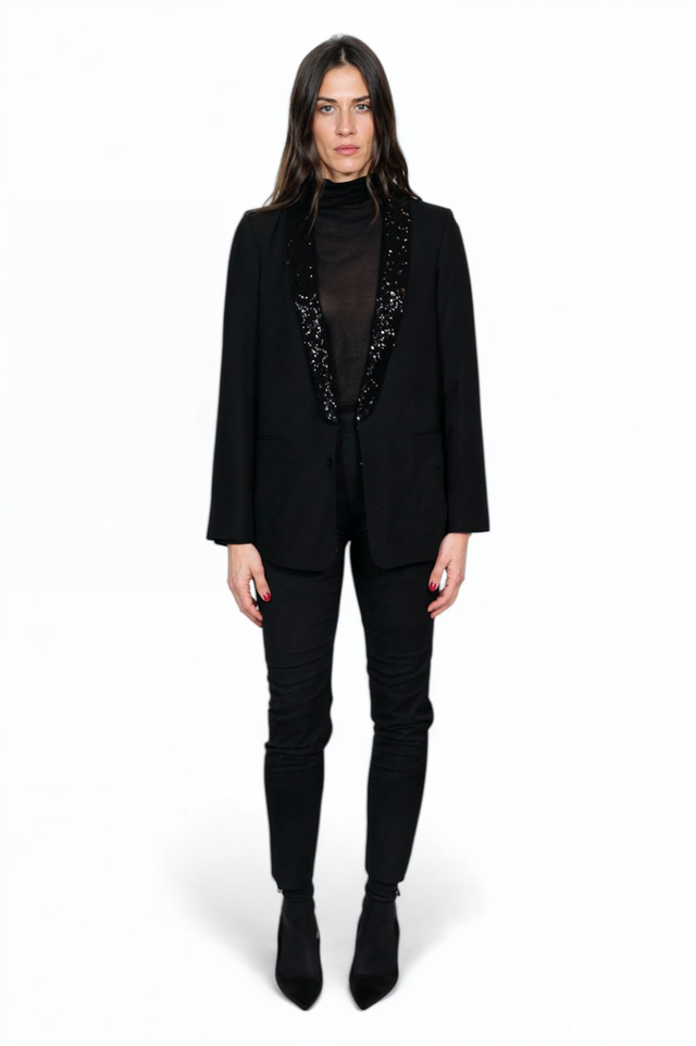 Fabiana Filippi Black Blazer with Sequin Lapel