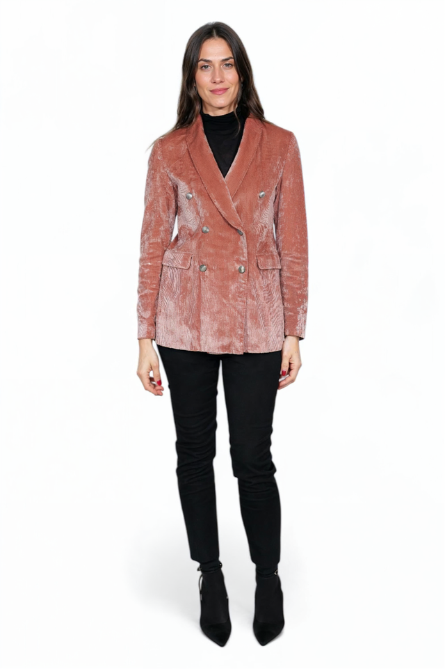 Fabiana Filippi Blush Velvet Double-Breasted Blazer