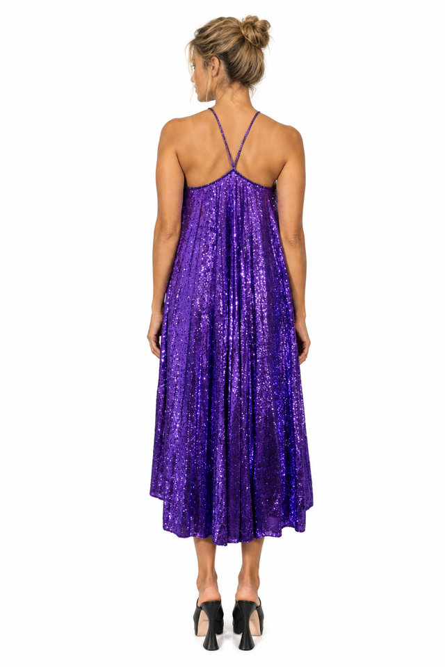 Valentino Sequined Halter A-Line Midi Dress