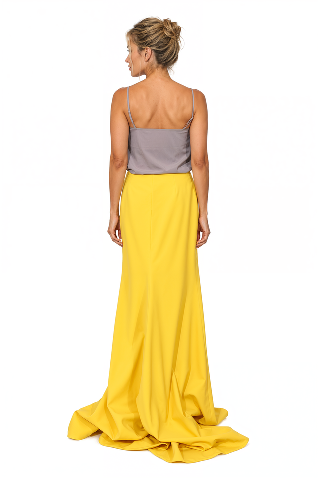 Valentino High-Waisted Crepe Maxi Skirt in Vibrant Yellow