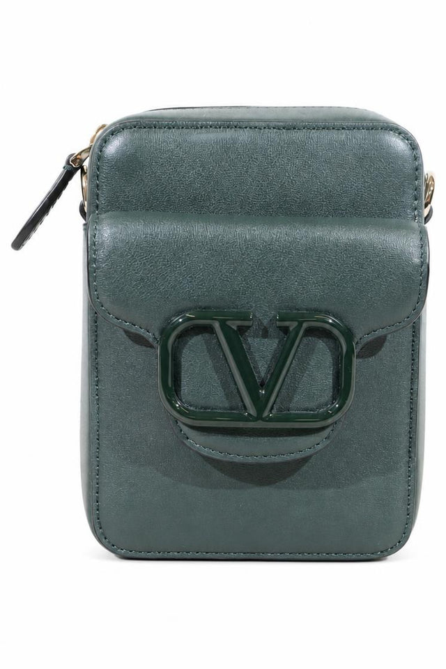 Valentino Garavani VLogo Leather Crossbody Phone Bag in Forest Green