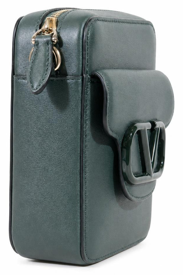 Valentino Garavani VLogo Leather Crossbody Phone Bag in Forest Green