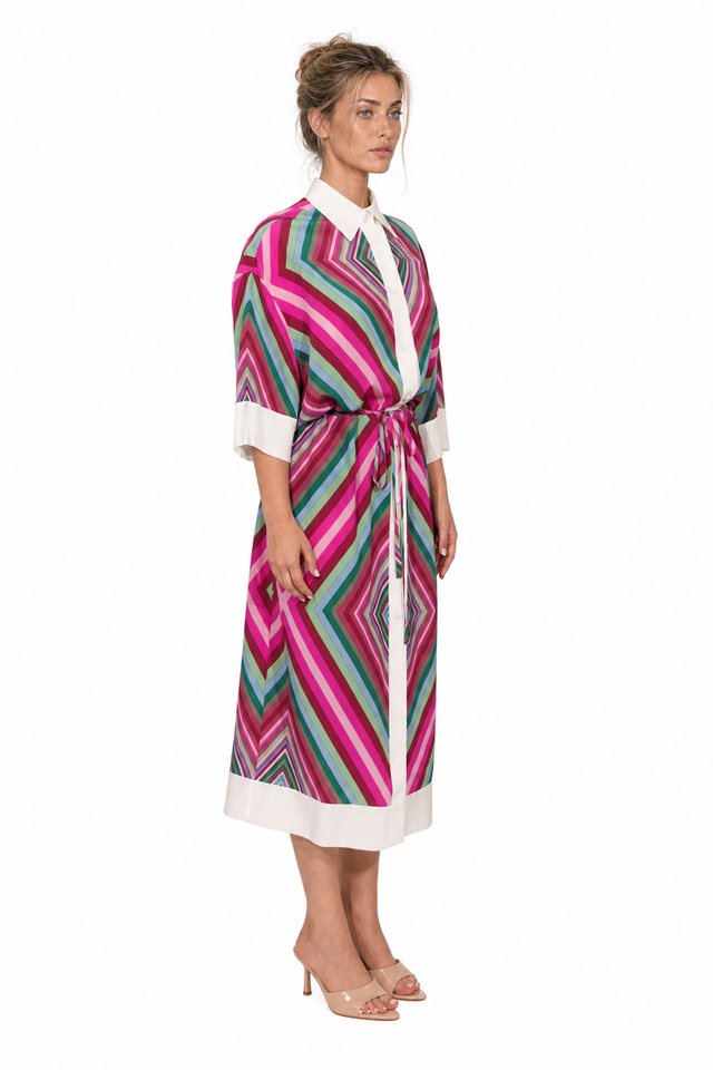 Valentino Garavani Printed Silk Geometric Shirt Dress