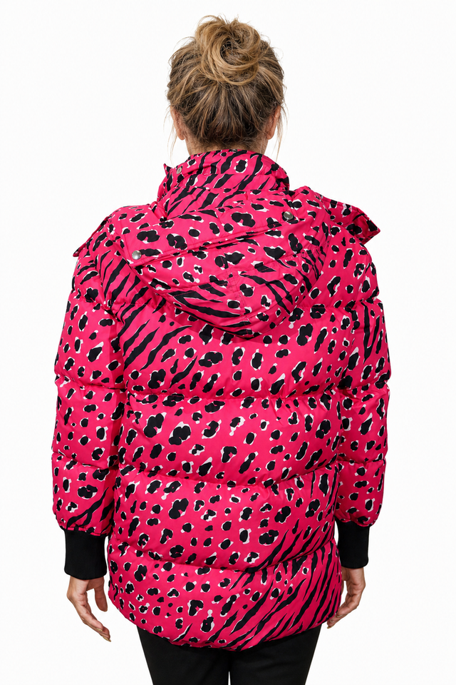 Valentino Pink Leopard-Print Puffer Jacket