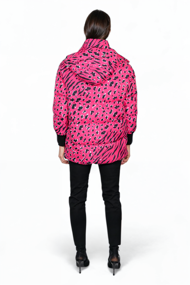 Valentino Pink Leopard-Print Puffer Jacket