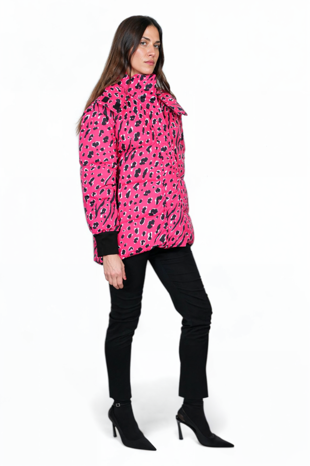 Valentino Pink Leopard-Print Puffer Jacket