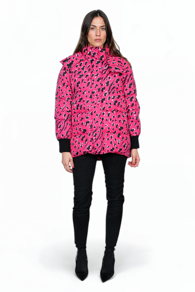 Valentino Pink Leopard-Print Puffer Jacket