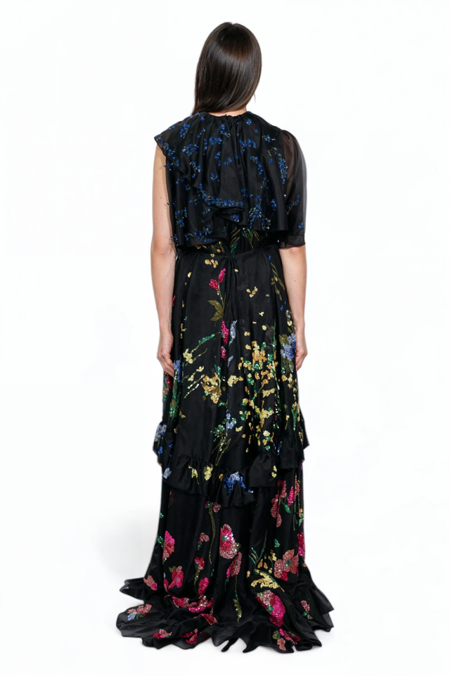 Valentino Midnight Garden Sequin Embellished Gown