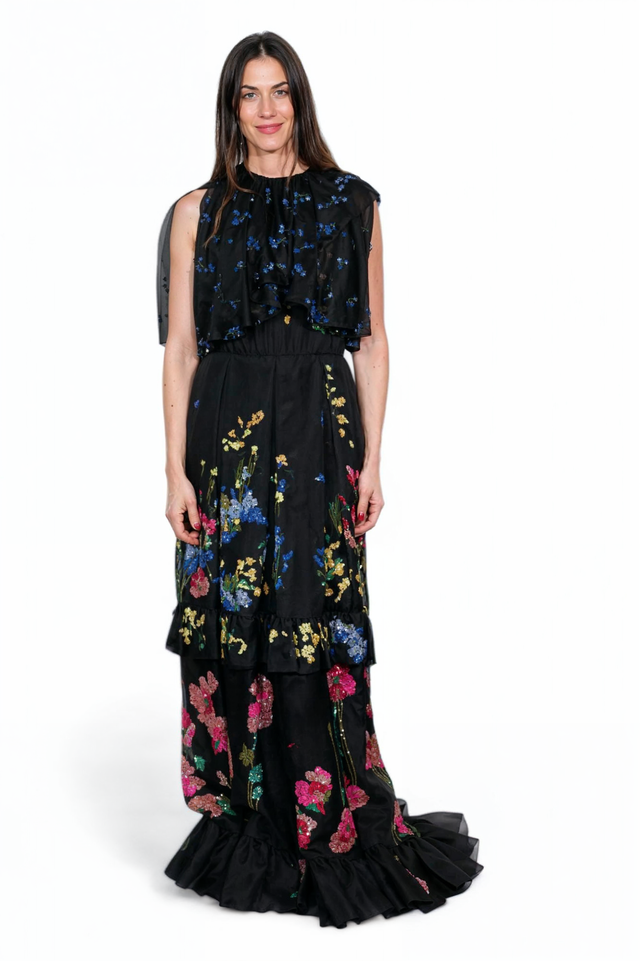 Valentino Midnight Garden Sequin Embellished Gown