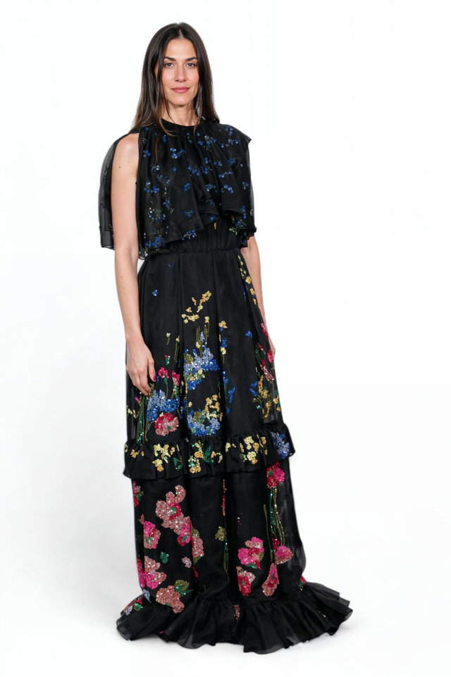 Valentino Midnight Garden Sequin Embellished Gown