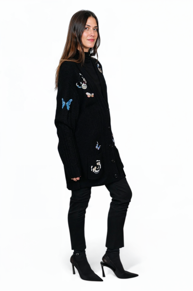 Valentino Embroidered Butterfly Oversized Cardigan