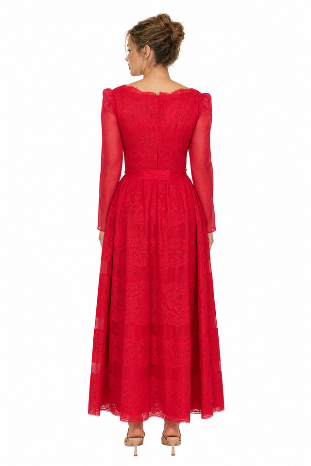 Valentino Garavani Lace-Paned Chiffon Maxi Dress