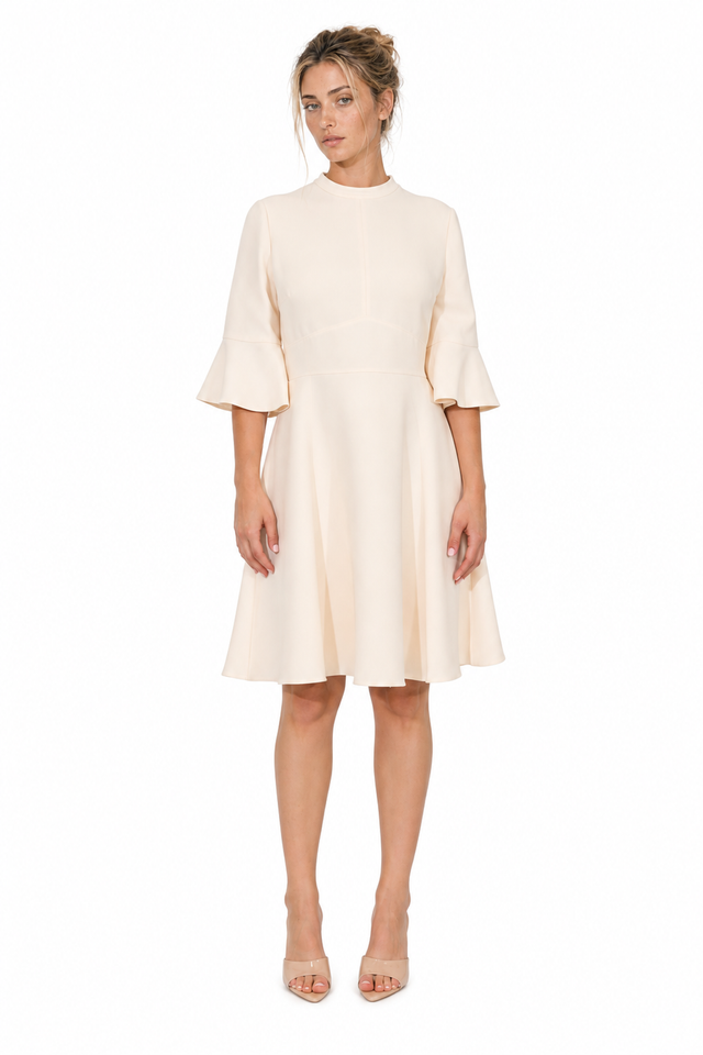 Valentino Garavani Bell-Sleeve Crepe A-Line Mini Dress