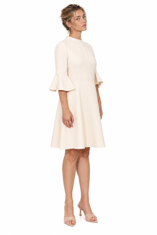 Valentino Garavani Bell-Sleeve Crepe A-Line Mini Dress