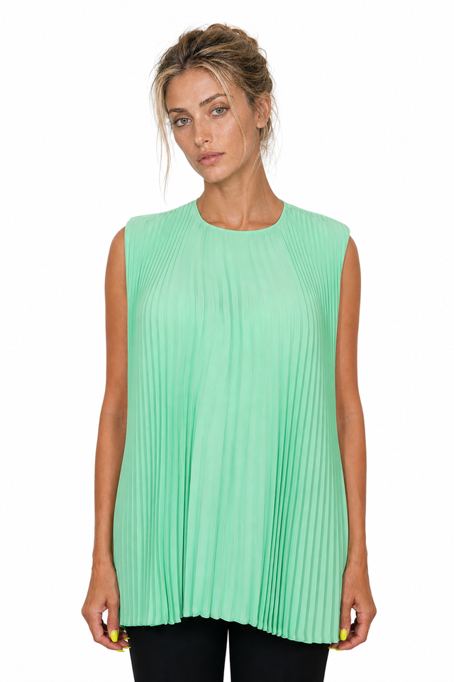 Valentino Garavani Pleated Front Sleeveless Top