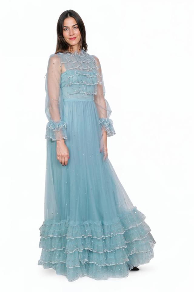 Valentino Powder Blue Tulle Gown