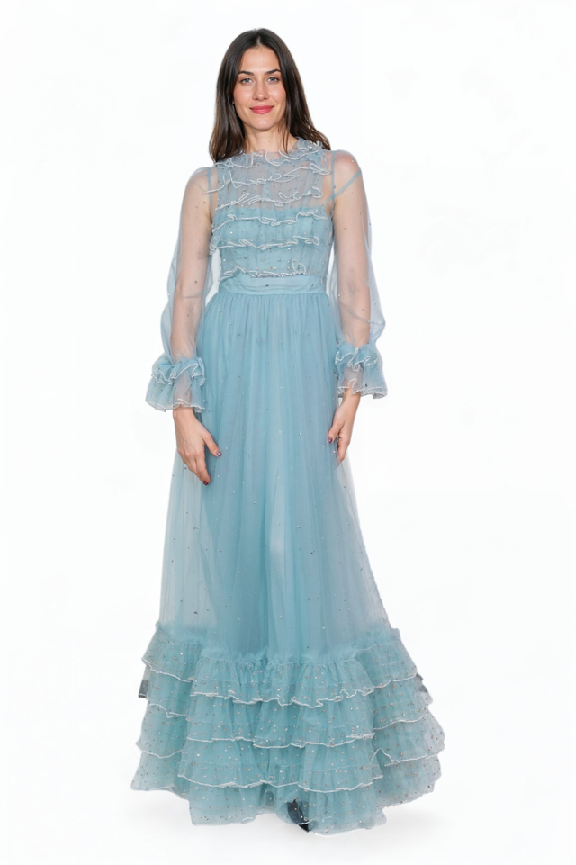 Valentino Powder Blue Tulle Gown