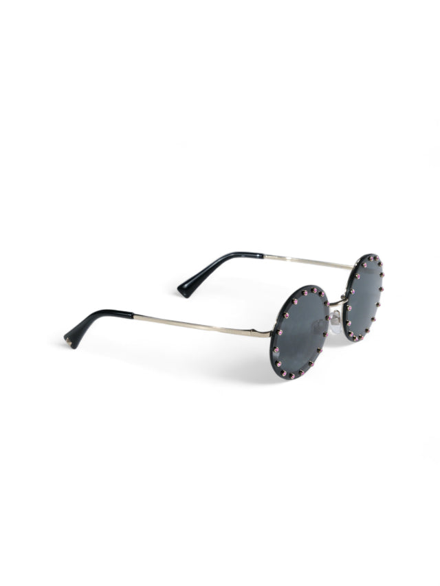 Valentino Garavani Edgy Round Studded Sunglasses with Gradient Lenses