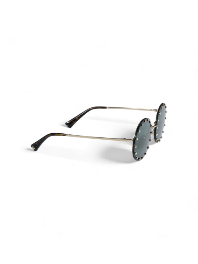 Valentino Garavani Edgy Round Studded Sunglasses with Gradient Lenses