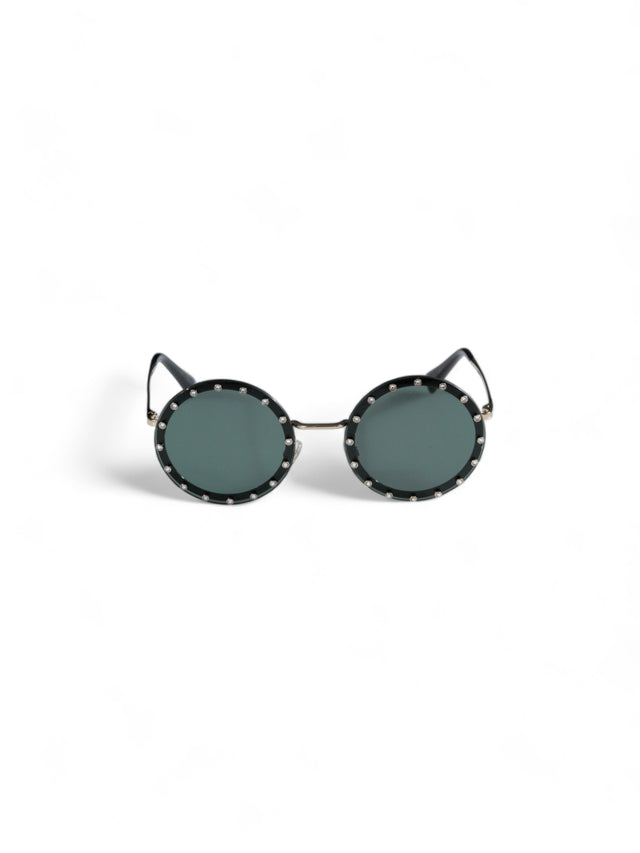 Valentino Garavani Edgy Round Studded Sunglasses with Gradient Lenses