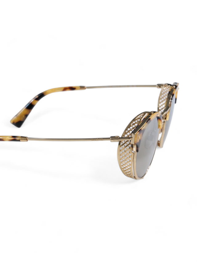 Valentino Garavani Luxurious Metal and Acetate Sunglasses with Detailed Mesh Side Accents and Gradient Lenses