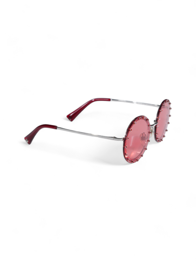 Valentino Garavani Edgy Round Studded Sunglasses with Gradient Lenses