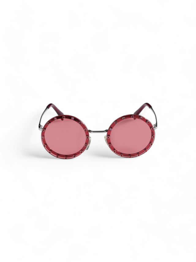 Valentino Garavani Edgy Round Studded Sunglasses with Gradient Lenses