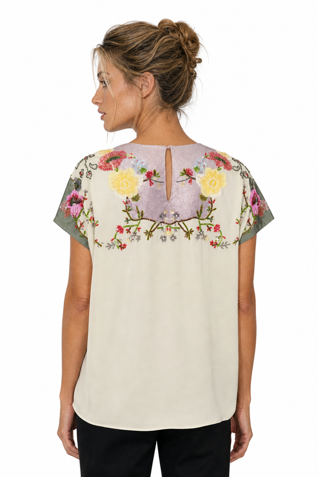 Valentino Floral Embroidered Silk Top