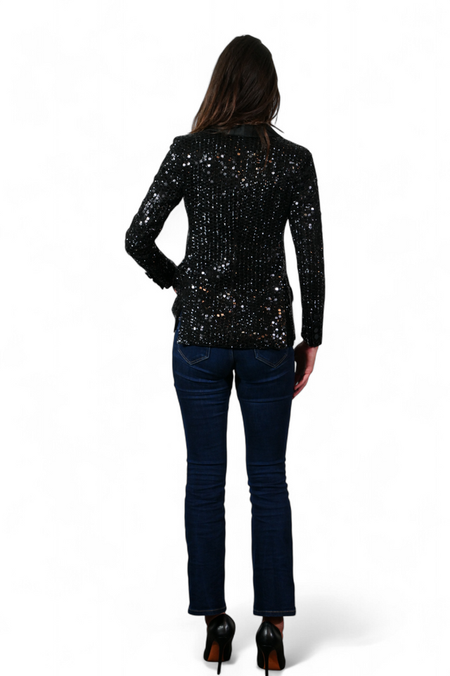 Valentino Sequin Tuxedo Jacket — Black