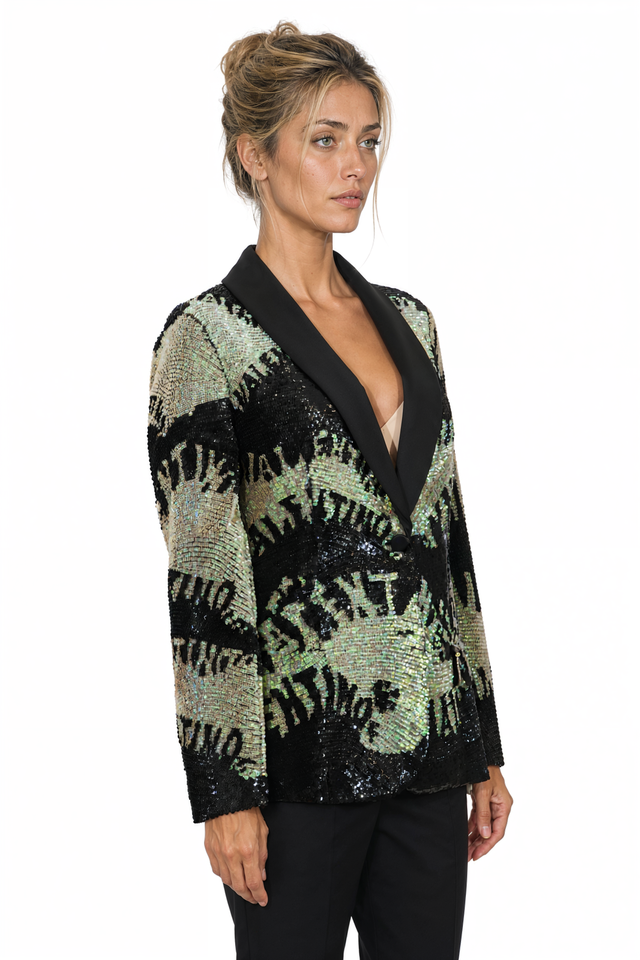 Valentino Logo Sequin Tuxedo Blazer Jacket