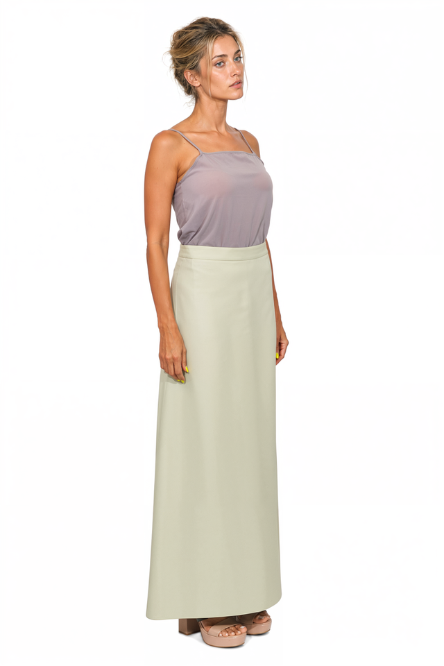 Valentino High-Waisted A-Line Maxi Skirt in Sage Green