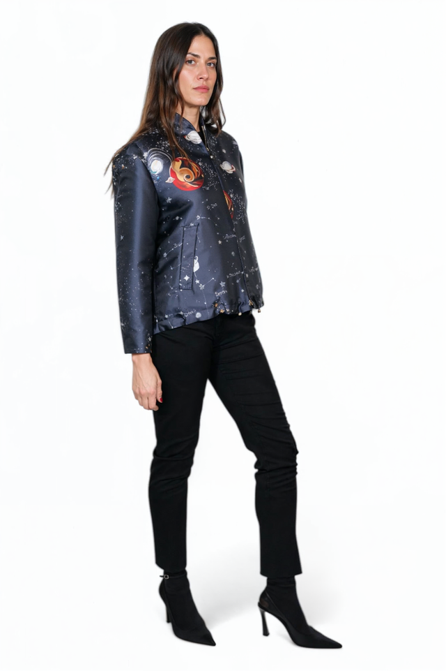 Valentino Cosmic-Print Satin Jacket