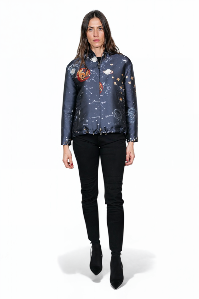 Valentino Cosmic-Print Satin Jacket