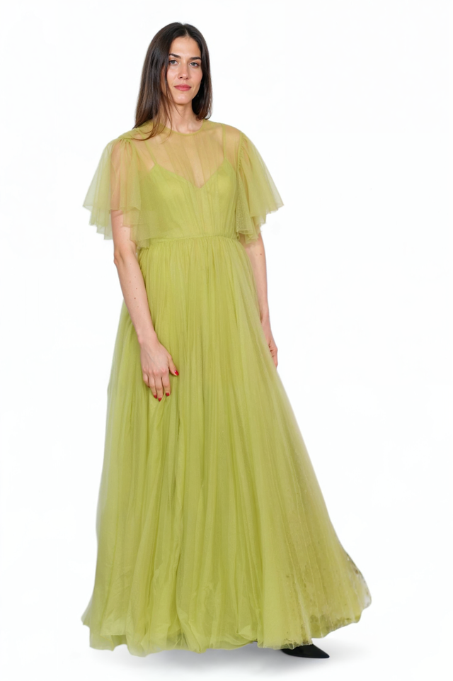 Valentino Lime Tulle Gown - Ethereal Charm