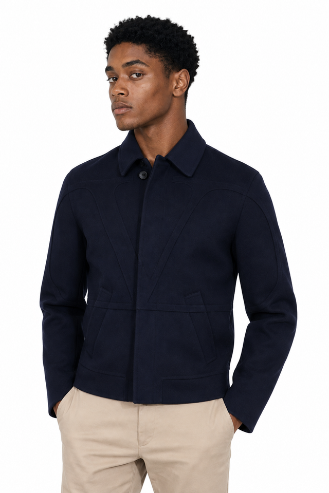 Valentino V-Cutout Wool-Cashmere Harrington Jacket