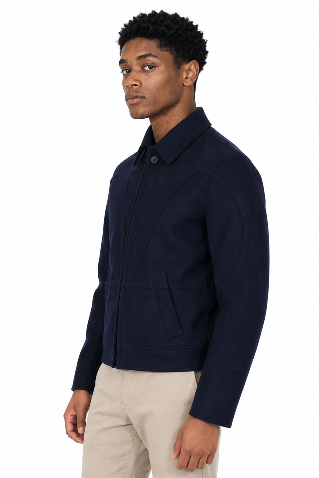 Valentino V-Cutout Wool-Cashmere Harrington Jacket