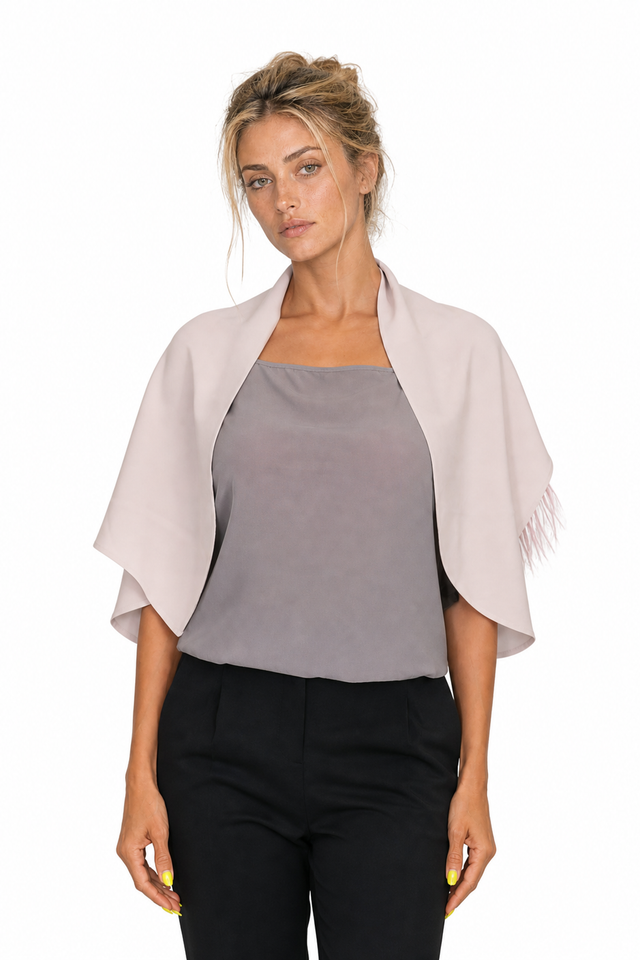 Valentino Garavani Feather-Trimmed Silk Crepe Cape Shrug