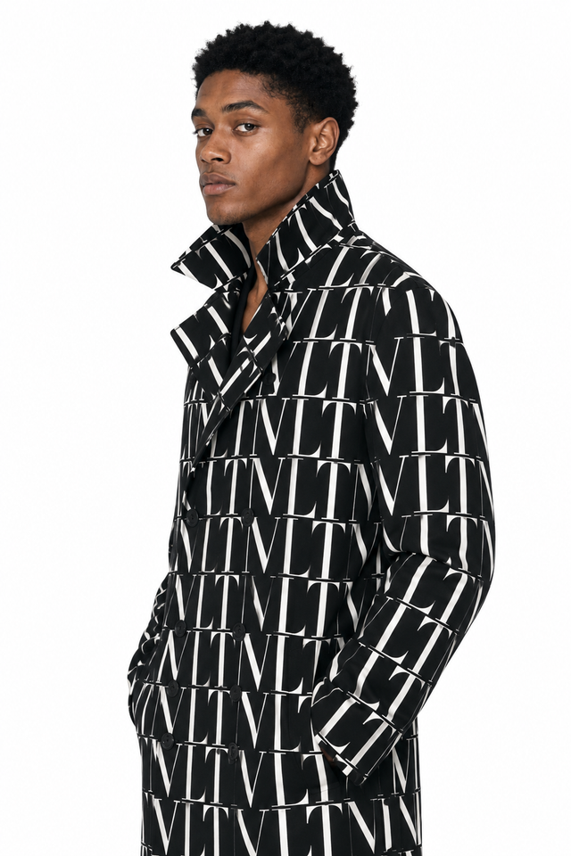 Valentino – Pelzmantel mit geometrischem V-Ausschnitt