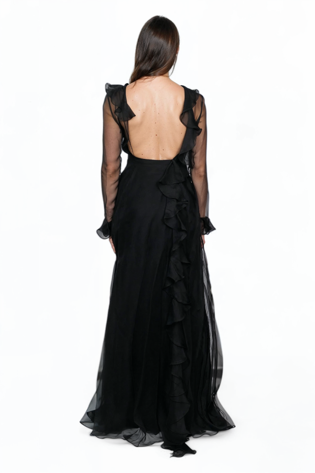 Valentino Sheer Black Organza Gown