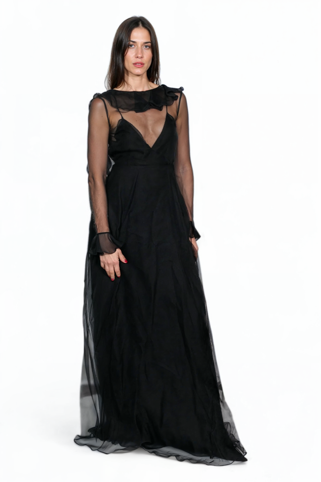 Valentino Sheer Black Organza Gown