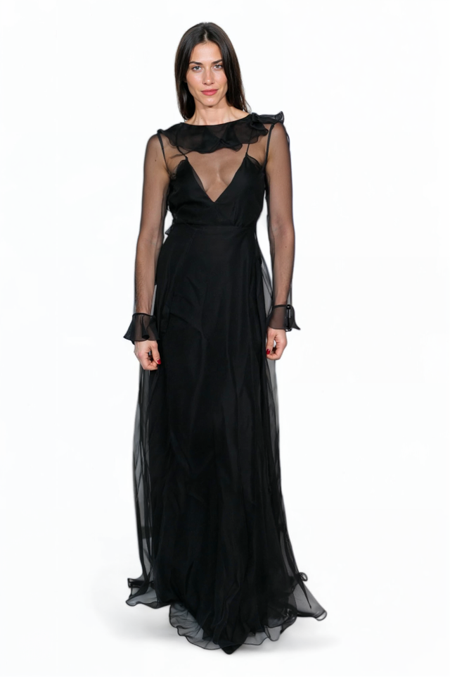 Valentino Sheer Black Organza Gown