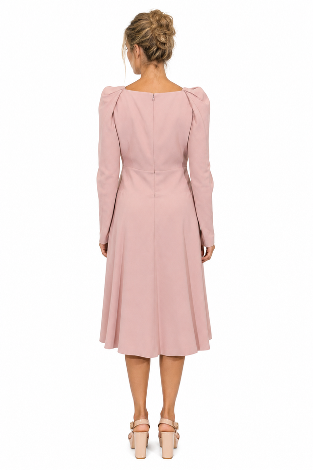 Valentino Garavani V-Neck Gathered Shoulder Midi Dress