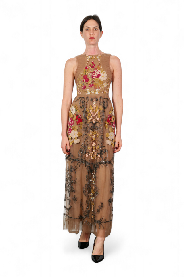 Valentino Embroidered Floral Tulle Gown