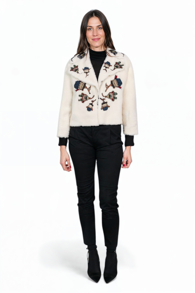 Valentino Embroidered Ivory Cropped Jacket