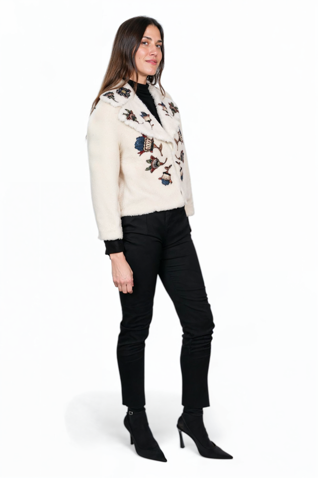 Valentino Embroidered Ivory Cropped Jacket