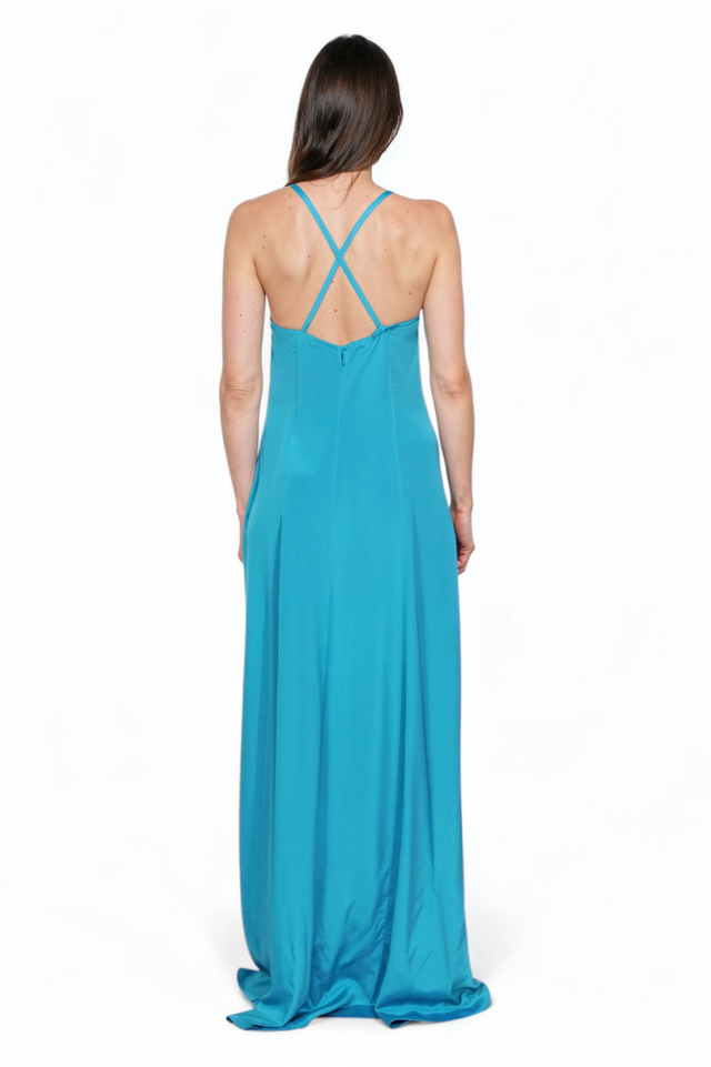 Valentino Turquoise Silk Maxi Gown