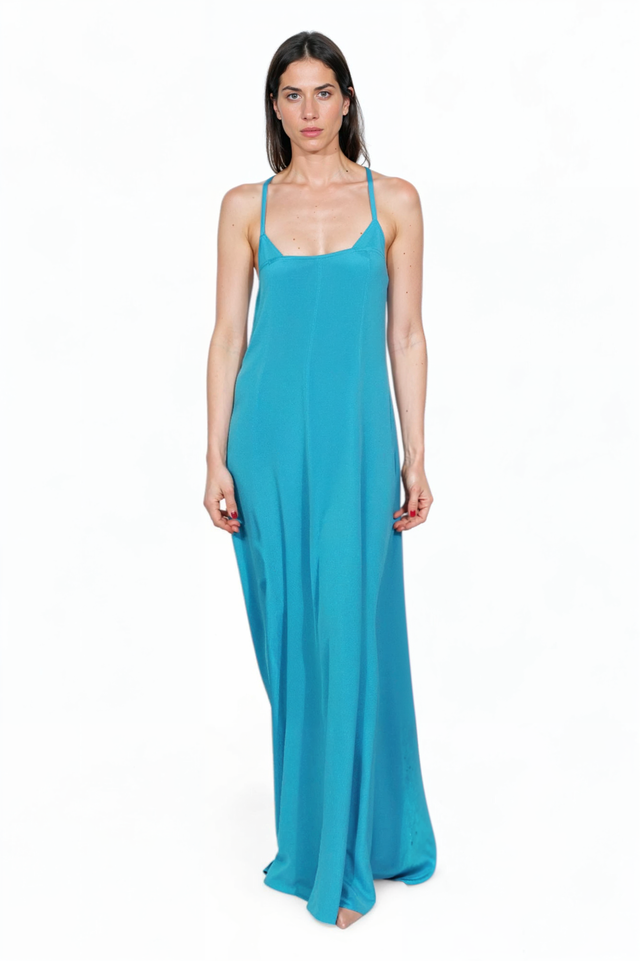 Valentino Turquoise Silk Maxi Gown