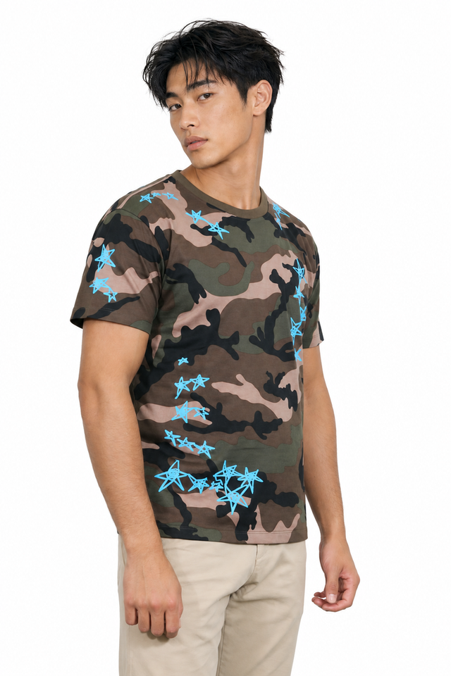 Valentino Men's Camouflage & Star Print T-Shirt