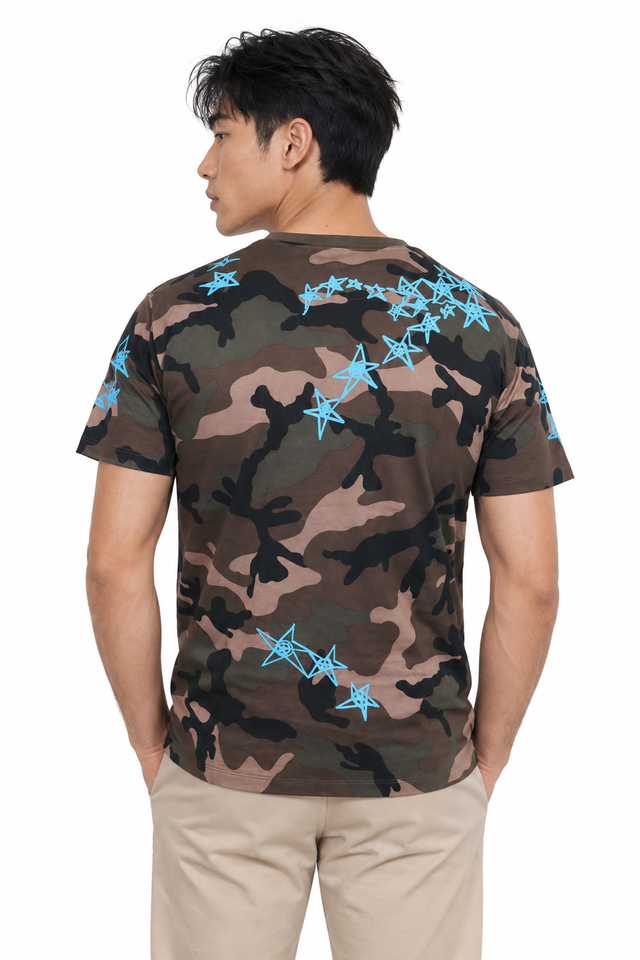 Valentino Men's Camouflage & Star Print T-Shirt