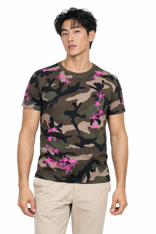 Valentino Men's Camouflage & Star Print T-Shirt